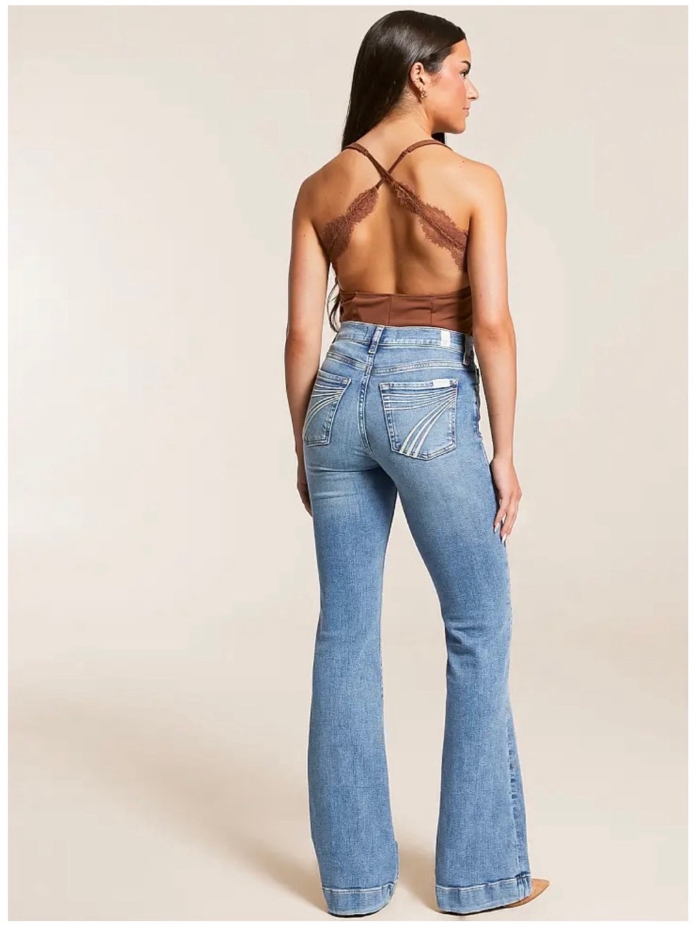 7FAM 7 For All Mankind Women’s Sz 27 Dojo Jeans Flare Tailorless Stretch Denim